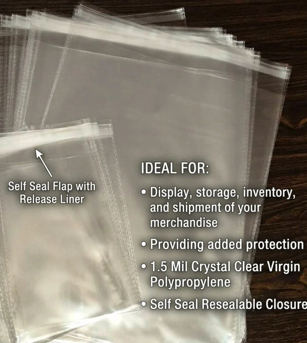 Poly Clear Self-Seal 50 (11×15) & 25 (5x7) Resealable Bags Bundle 75 Total Set